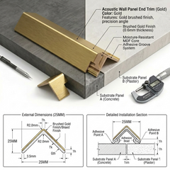 Acoustic Wall Panel End Trim (Multiple Colours)