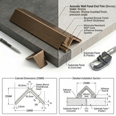 Acoustic Wall Panel End Trim (Multiple Colours)