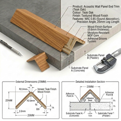 Acoustic Wall Panel End Trim (Multiple Colours)
